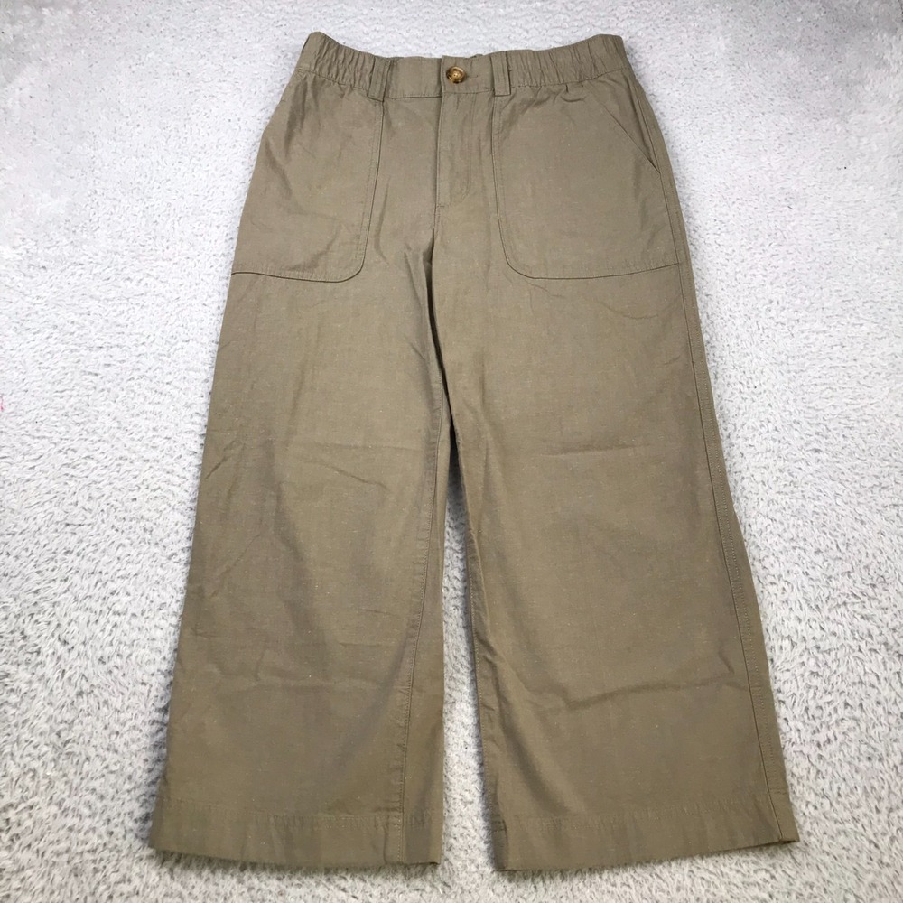 Duluth Trading Hemp Wide Leg Capris Womens 6 (30x23) Olive Patch Pocket Pants